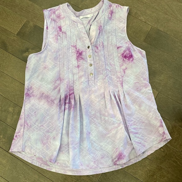 Ricki’s Size XL Purple Tank Top V Neck 1/2 Button Front - Picture 1 of 7